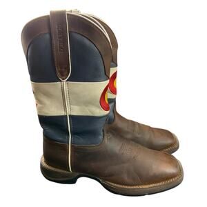 Durango Rebel Colorado Flag Western Boots Brown Leather Mens 9W Square Toe